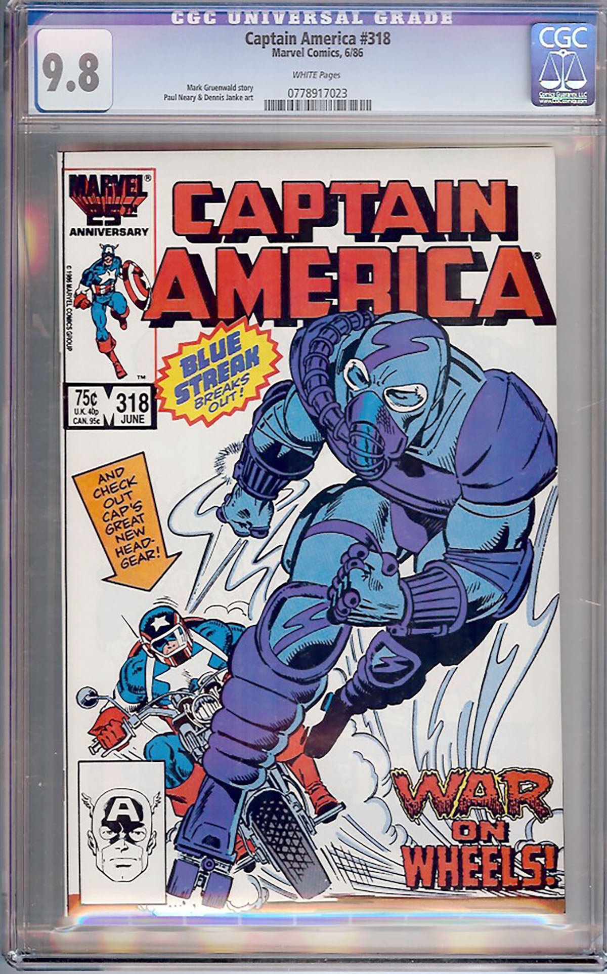 Captain America #318 (Marvel, 1986) CGC 9.8  - Highest Graded!
