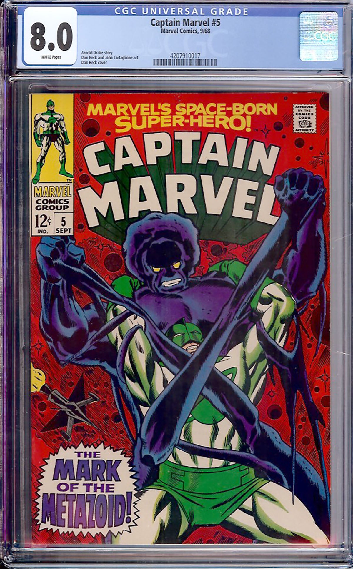 Captain Marvel #5 (Marvel, 1968) CGC 8.0 WHITE Pages