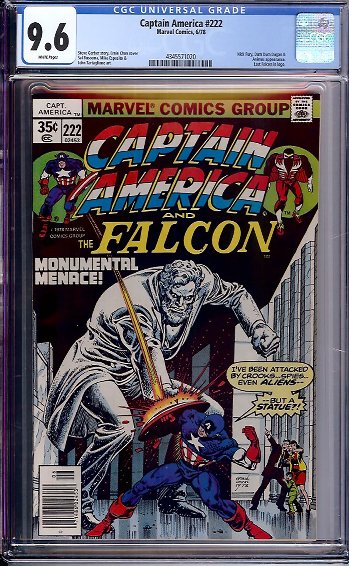 Captain America #222 (Marvel, 1978) CGC 9.6 WHITE Pages