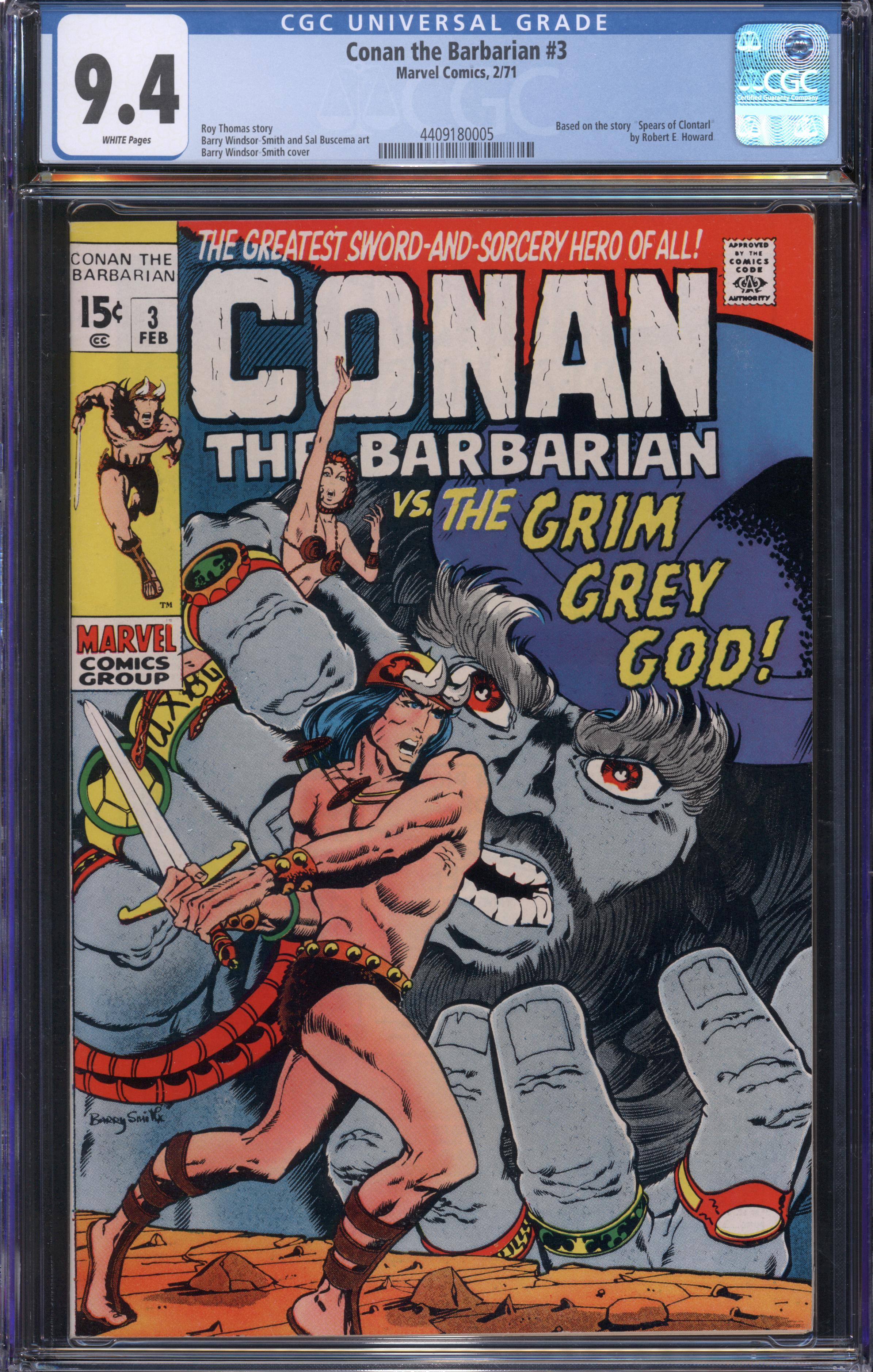 Conan the Barbarian #3 (Marvel, 1971) CGC 9.4