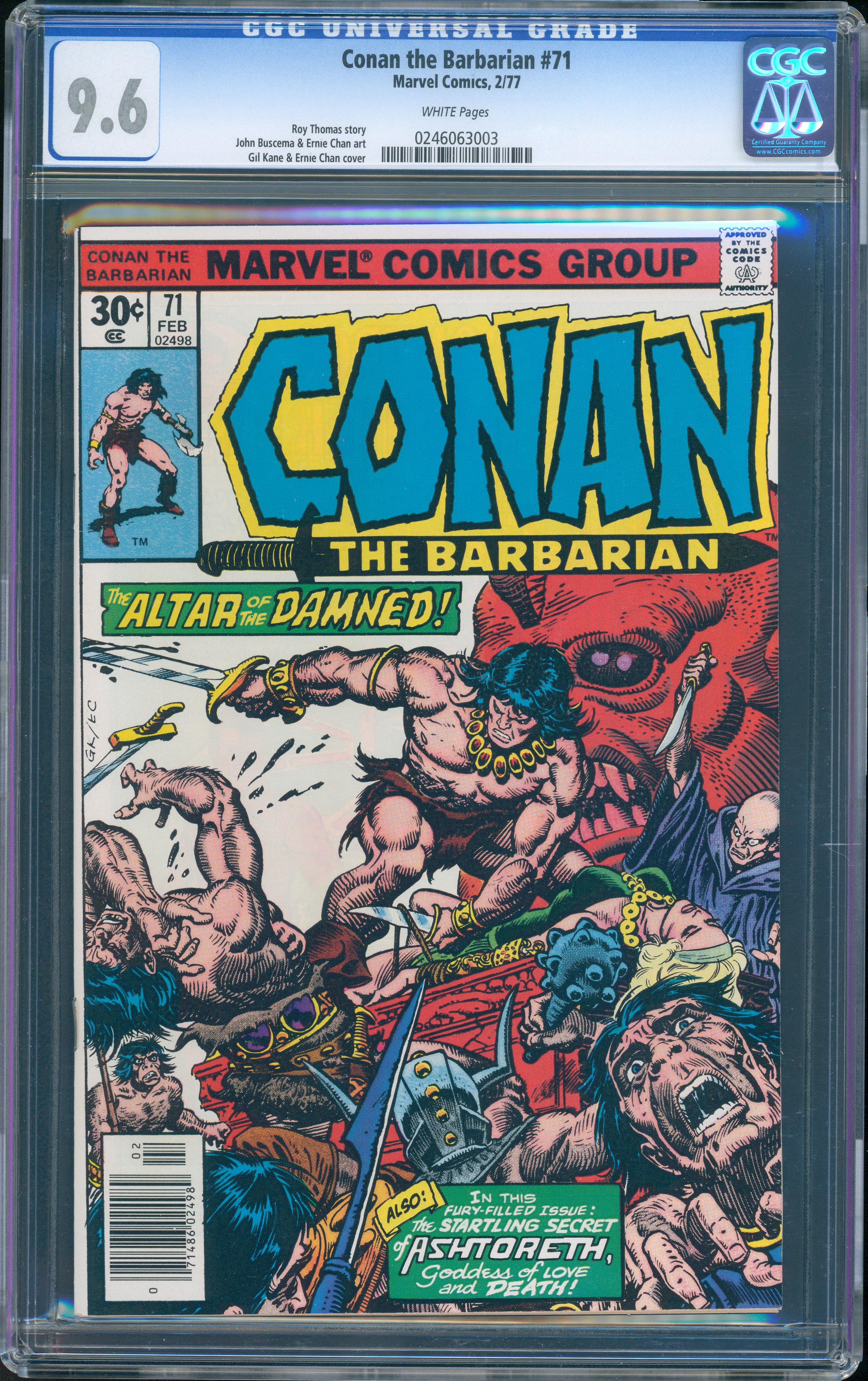 Conan the Barbarian #71 (Marvel, 1977) CGC 9.6 White Pages