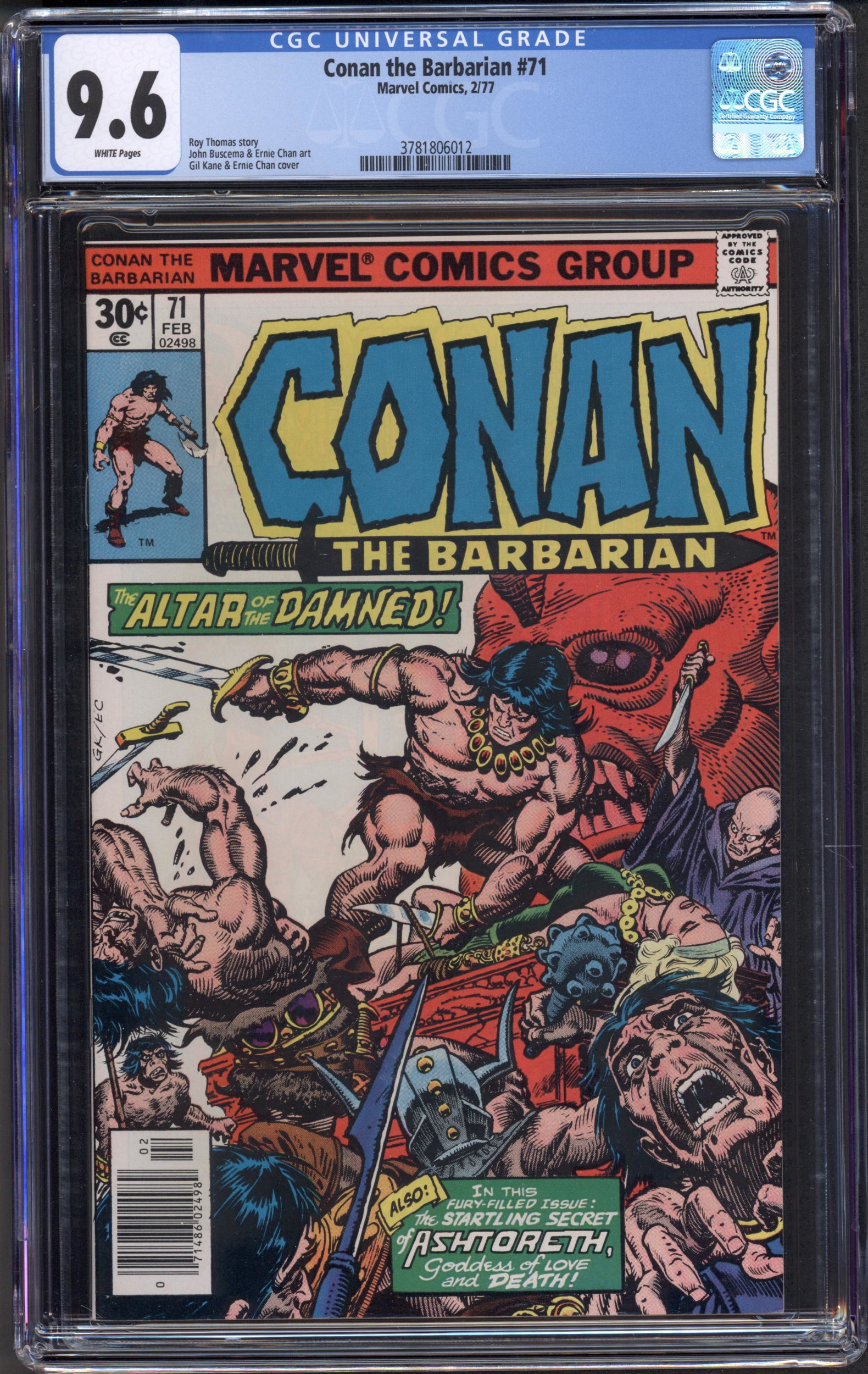 Conan the Barbarian #71 (Marvel, 1977) CGC 9.6 White Pages