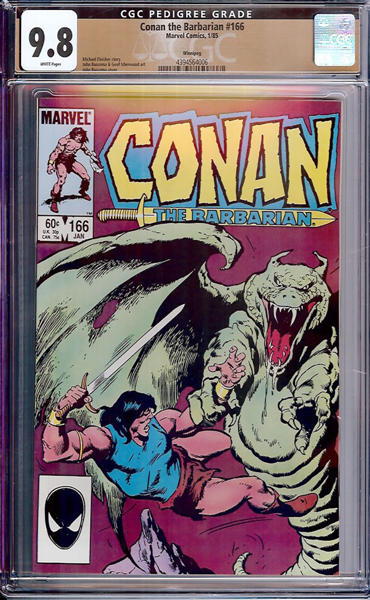 Conan the Barbarian #166 (1985 Marvel) CGC 9.8
