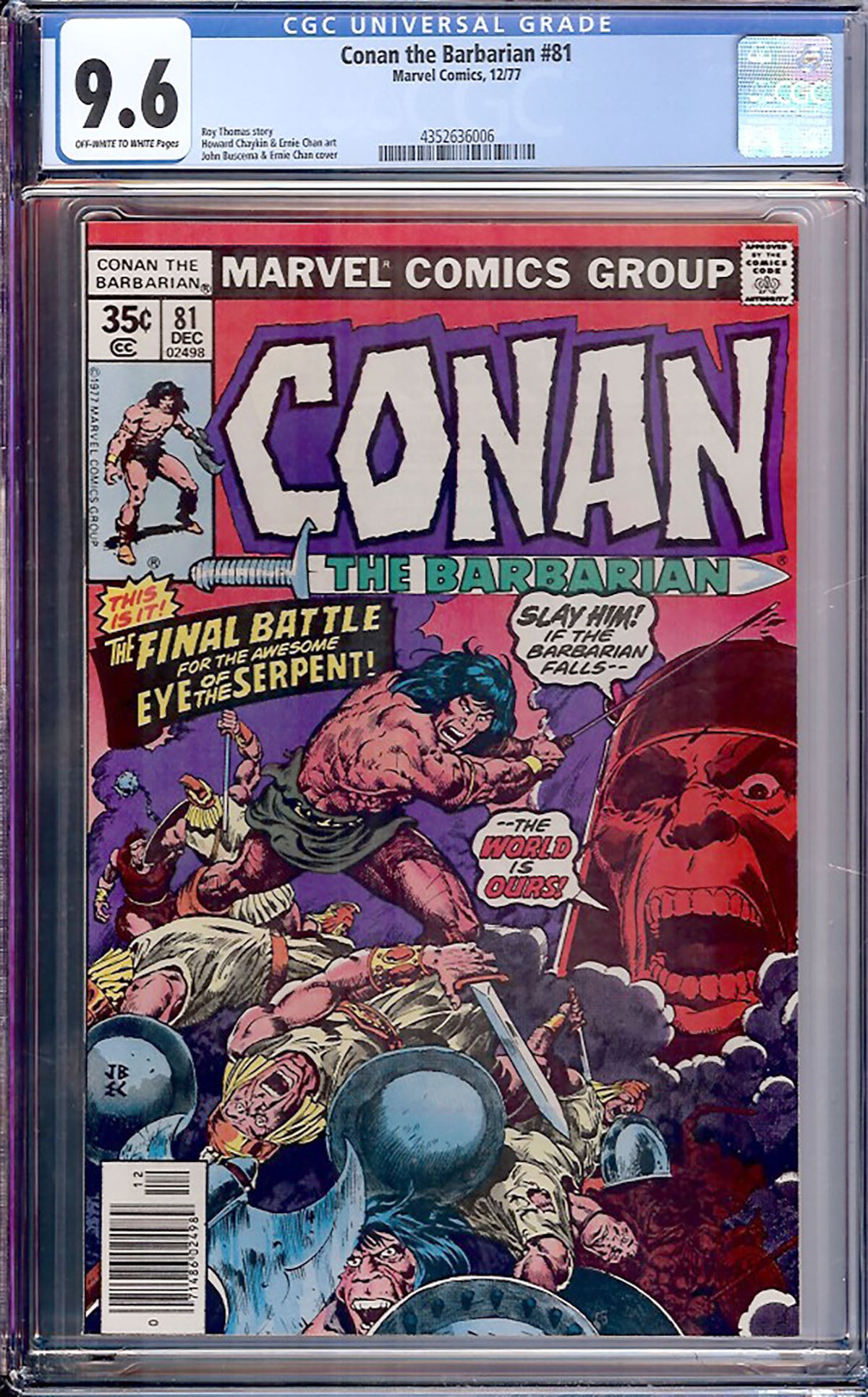 Conan the Barbarian #81 (11977, Marvel) CGC 9.6