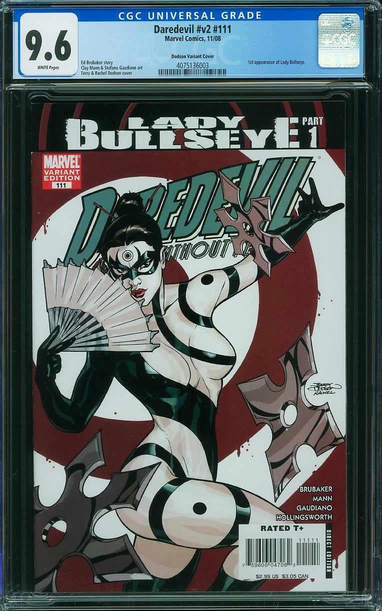 Daredevil #111 (2008) CGC 9.6 | Dodson Variant | 1st Lady Bullseye