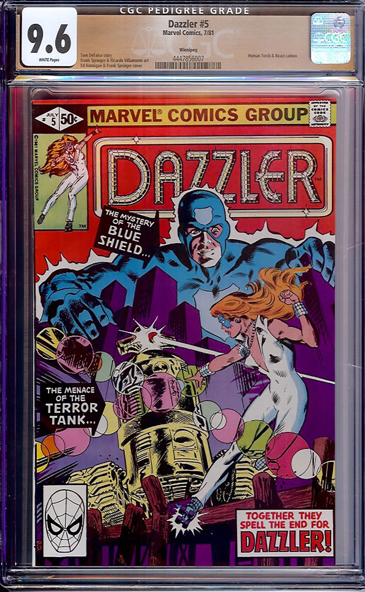 Dazzler #5 (1981 Marvel) CGC 9.6 – Winnipeg Pedigree