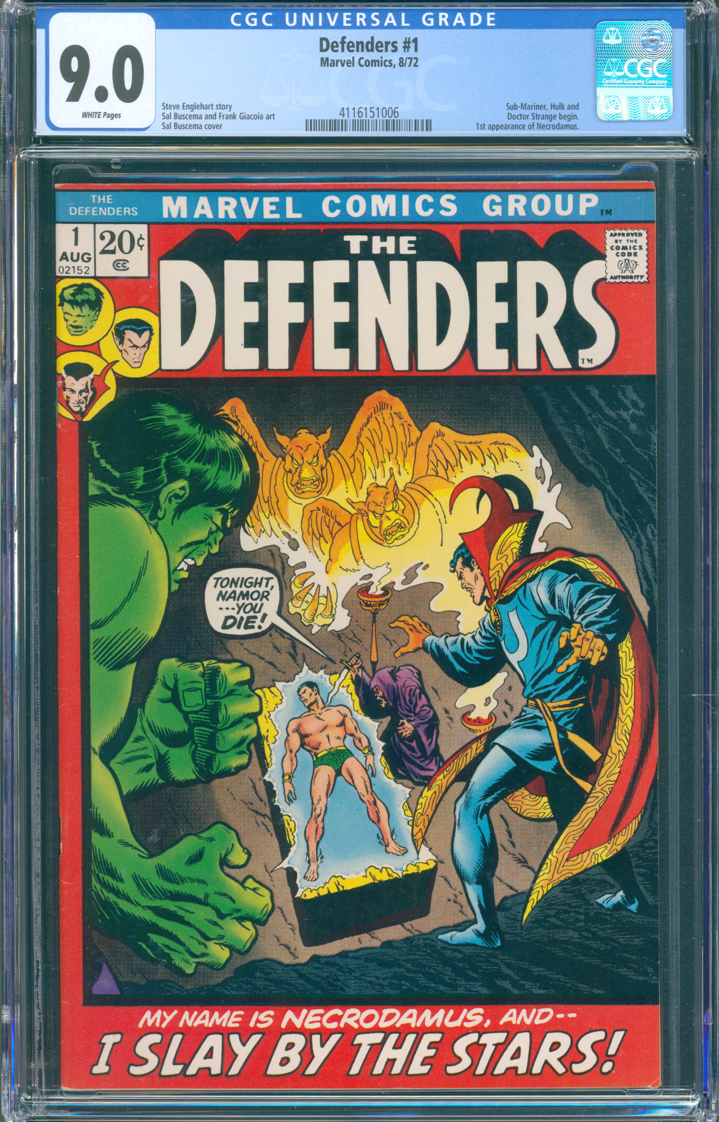 Defenders #1 (1972) CGC 9.0 White Pages