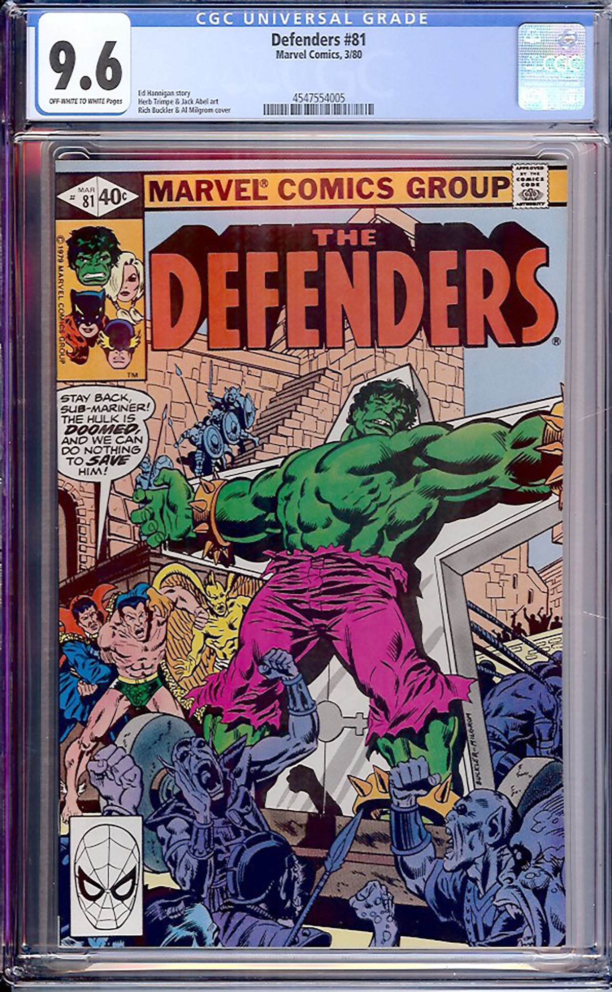 Defenders #81 (Marvel, 1980) CGC 9.6 Off-White to White Pages