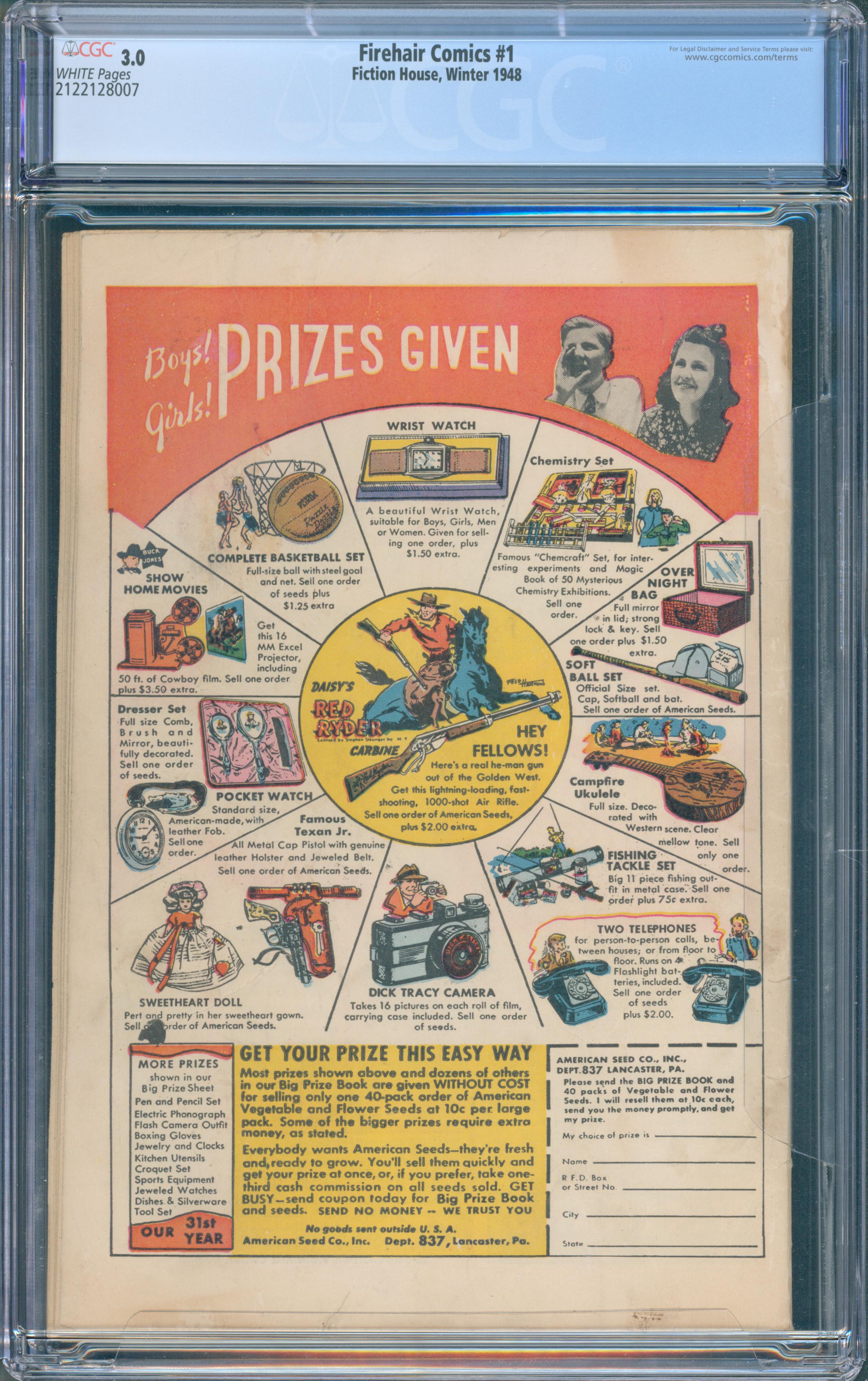 Firehair Comics #1 (Fiction House, 1948) CGC 3.0 — KEY