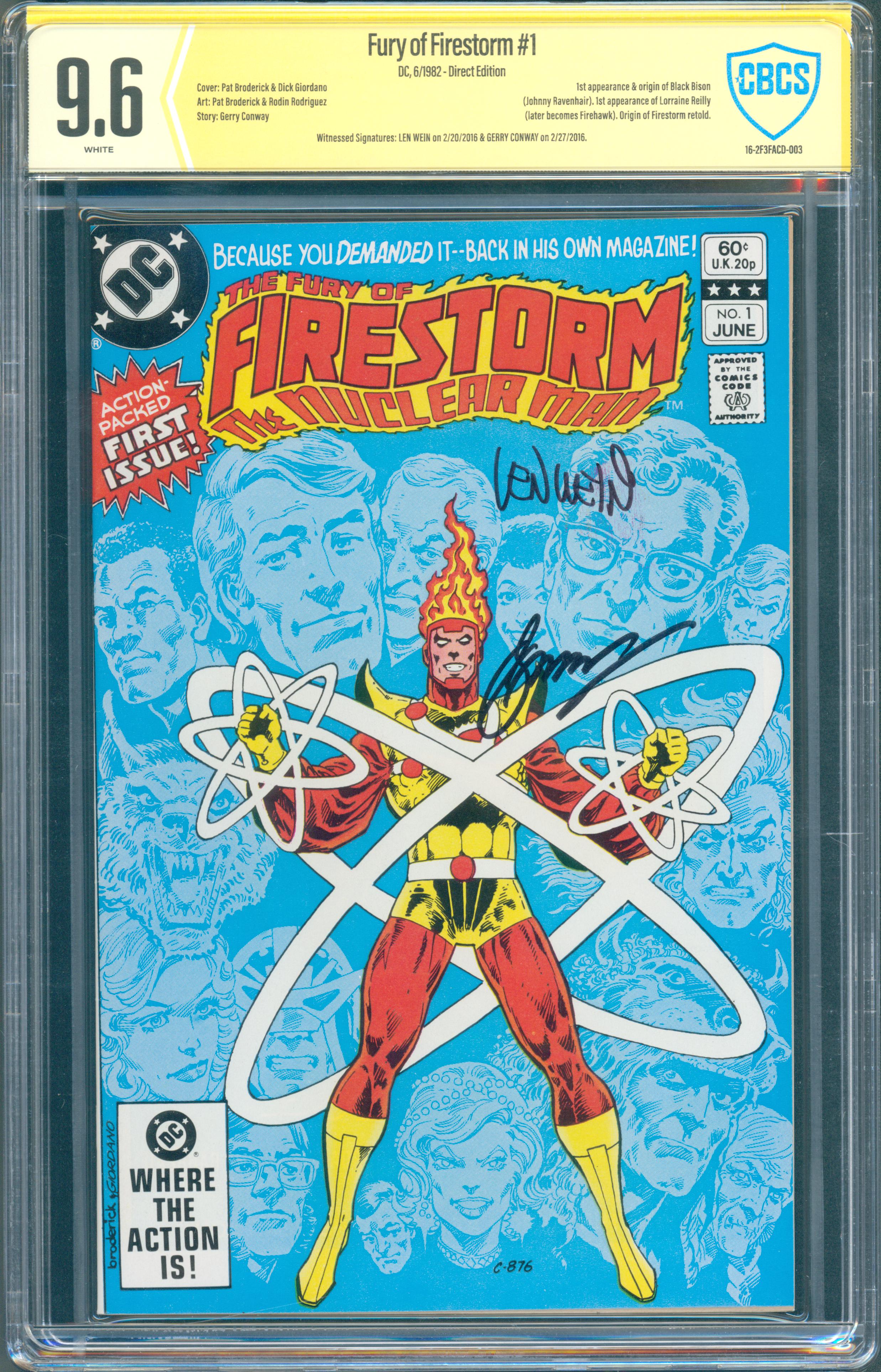 The Fury of Firestorm #1 (DC, 1982) CBCS 9.6 SS Len Wein Gerry Conway