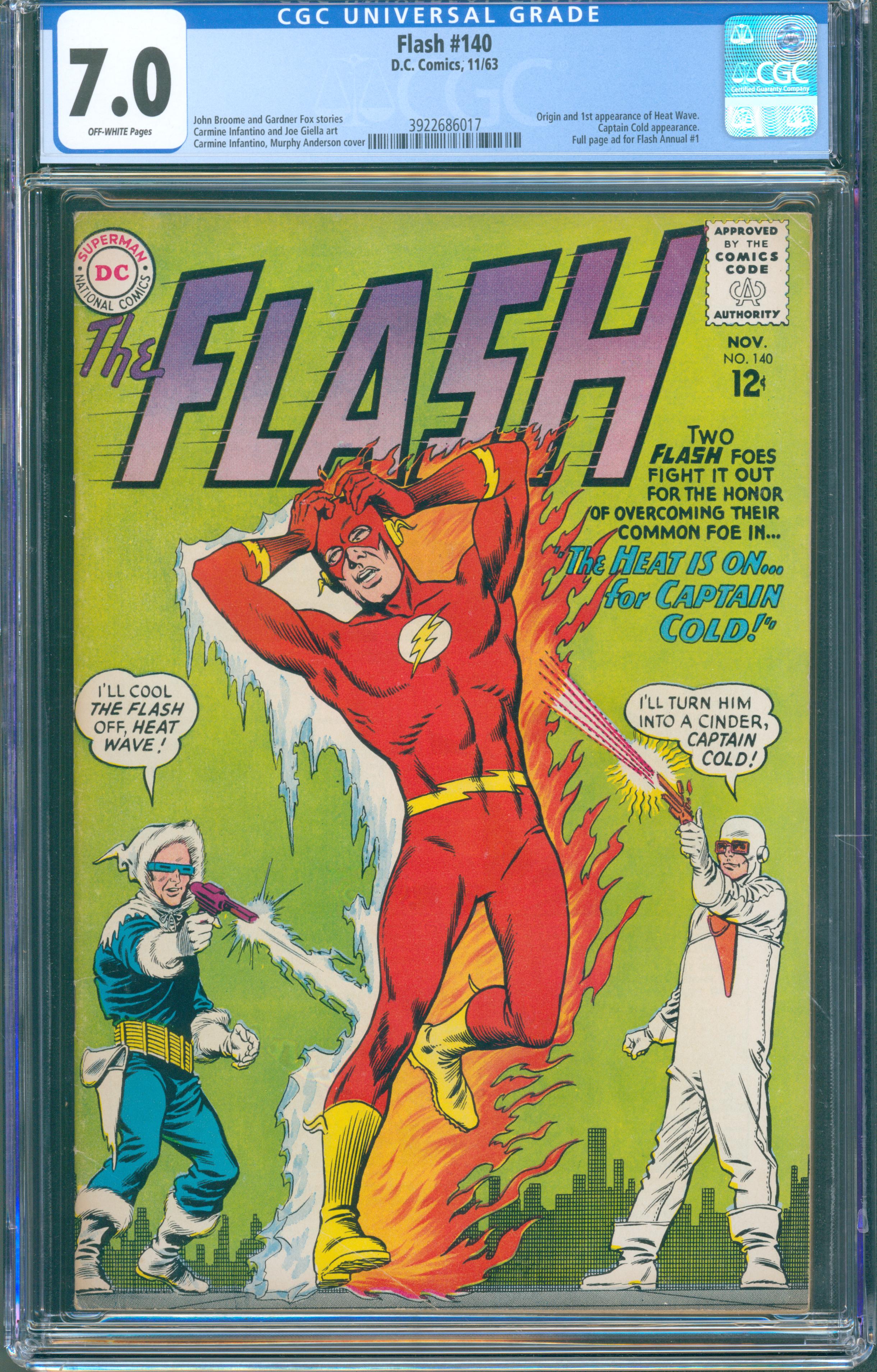Flash #140 (DC, 1963) CGC 7.0 - KEY 1st Heat Wave