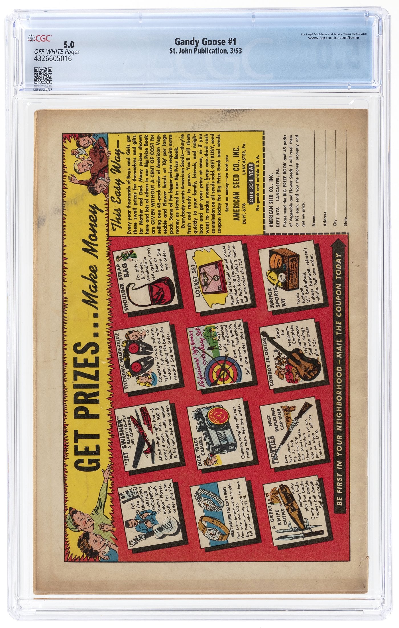 Gandy Goose #1 (St. John, 1953) CGC 5.0 - SCARCE