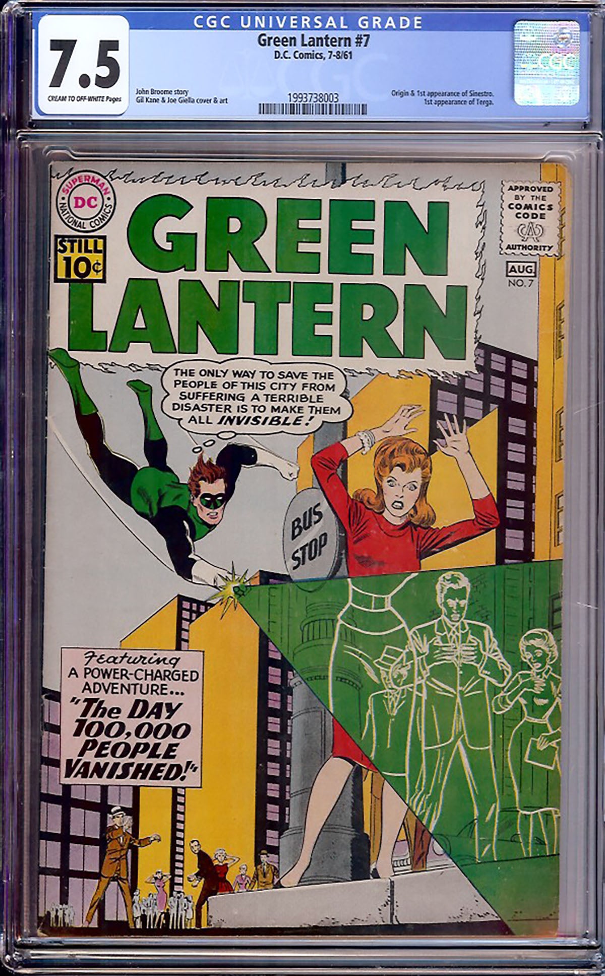 Green Lantern #7 (DC, 1961) CGC 7.5 – KEY 1st Sinestro & Origin