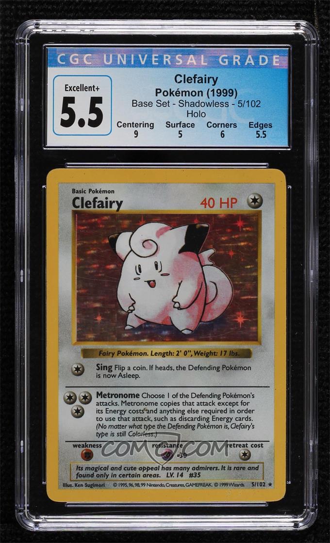 Clefairy #5/102 – Shadowless Holo – Base Set – CGC 5.5 EX+