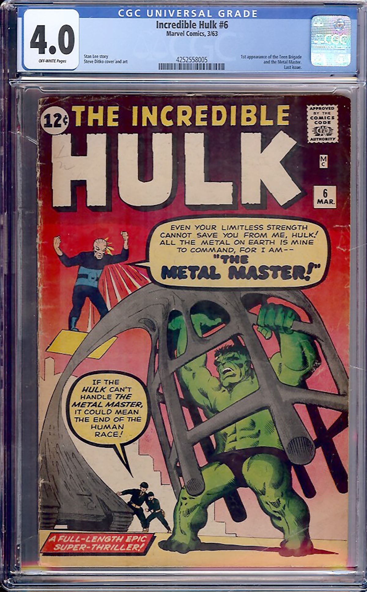 Incredible Hulk #6 (Marvel, 1963) CGC 4.0