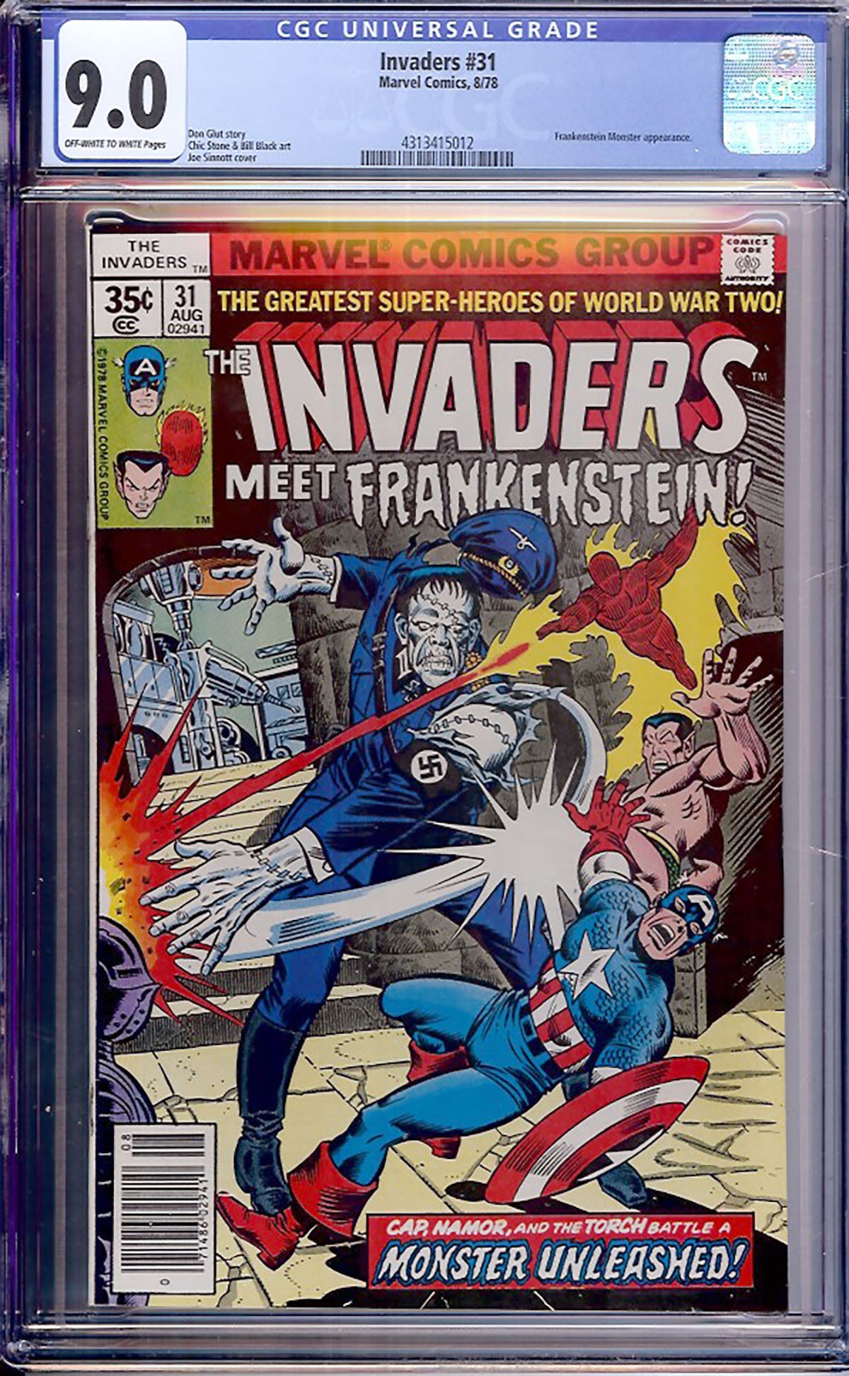 The Invaders #31 (Aug 1978, Marvel) CGC 9.0 – Frankenstein