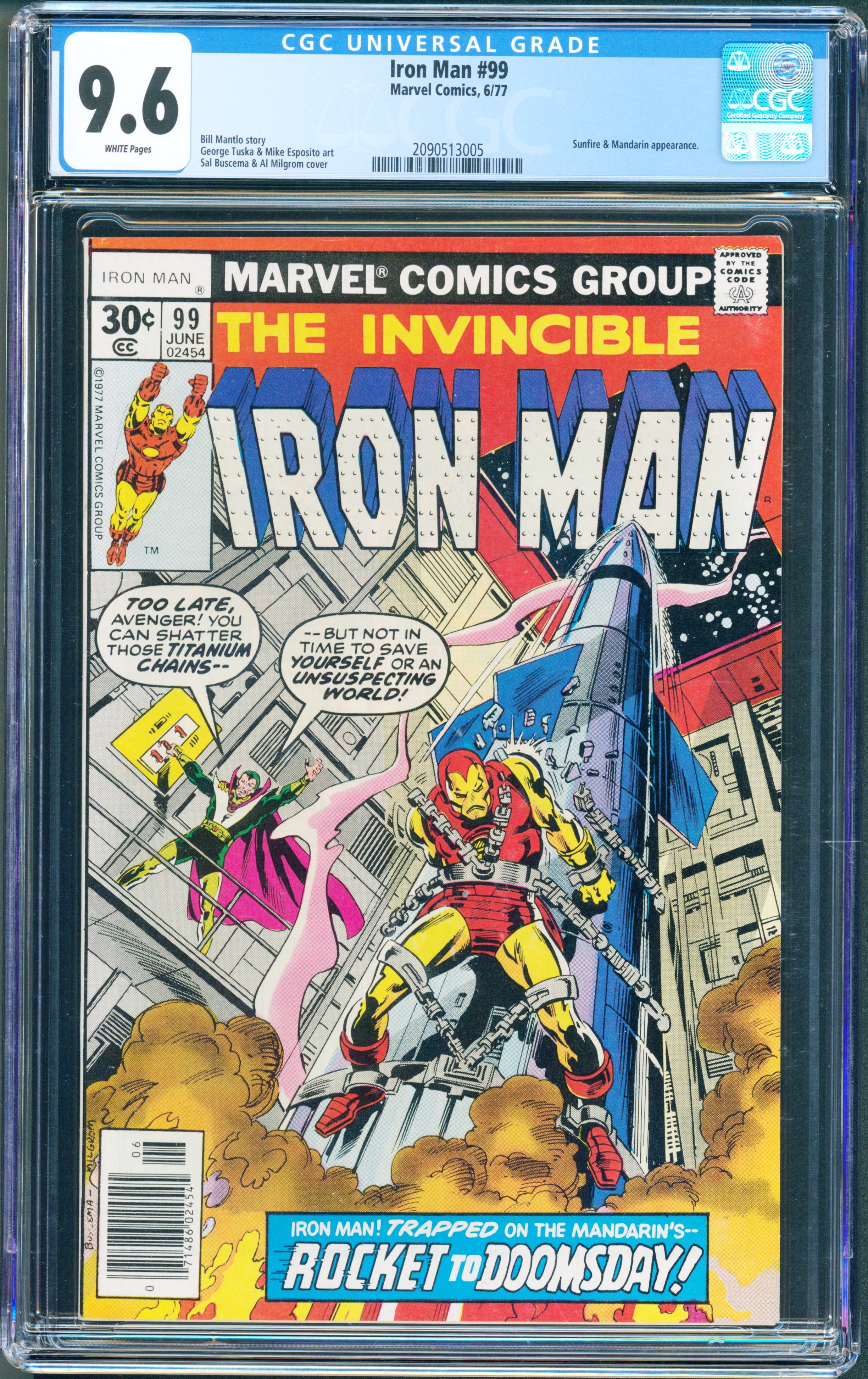 Iron Man #99 (1977) CGC 9.6 White Pages | Mandarin & Sunfire