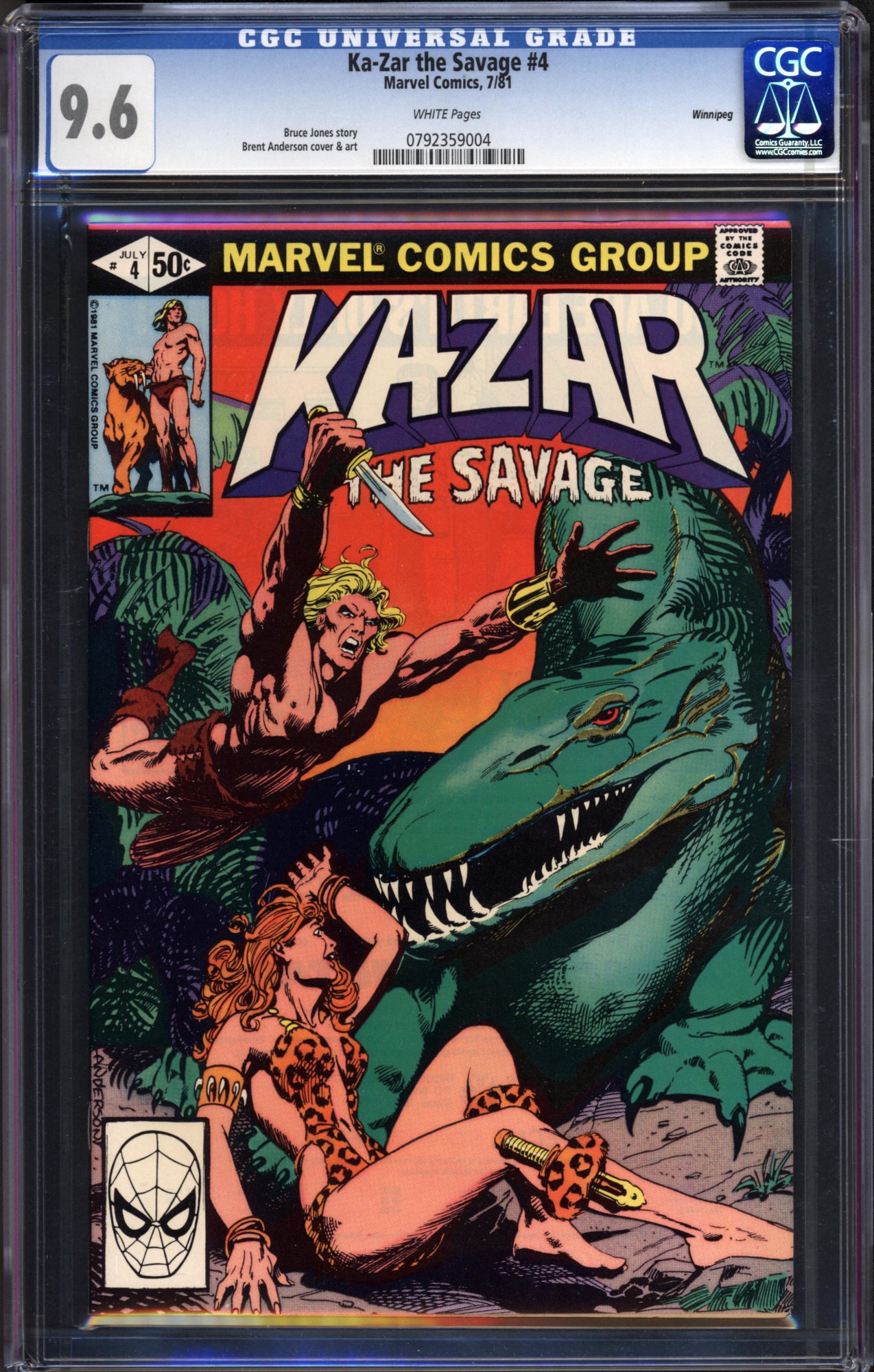 Ka-Zar the Savage #4 (Jul 1981, Marvel) CGC 9.6 – Winnipeg Pedigree