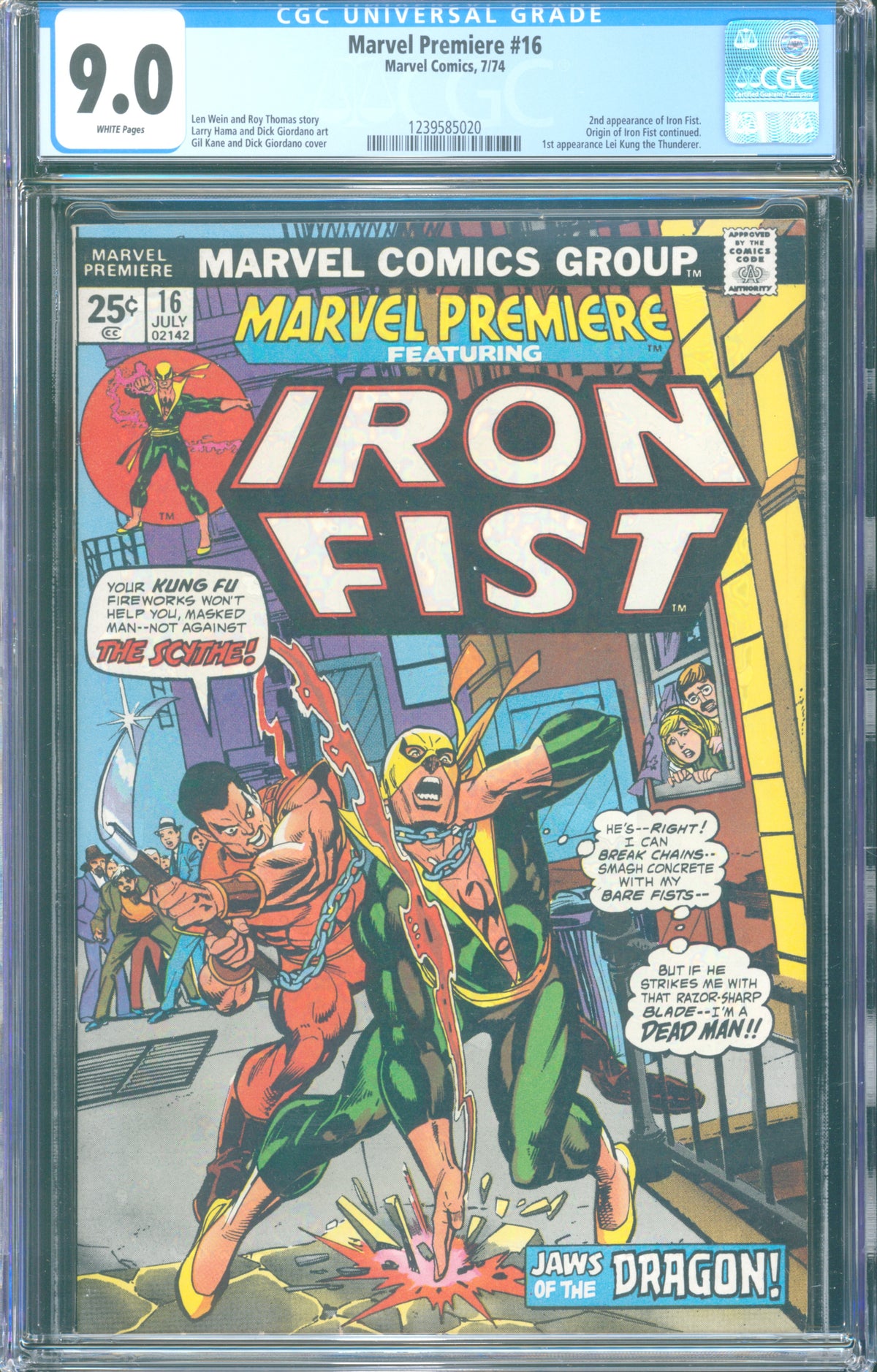 Marvel Premiere #16 (1974) CGC 9.0