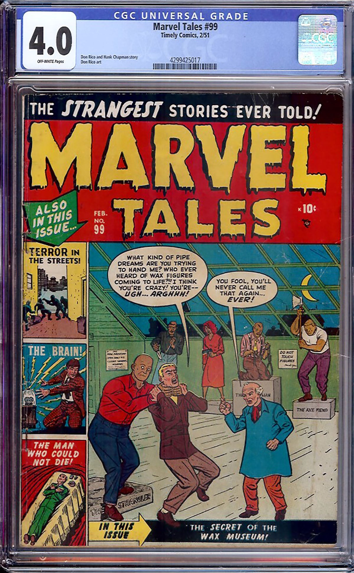 Marvel Tales #99 (Timely, 1951) CGC 4.0 Off-White Pages – Pre-Code Horror