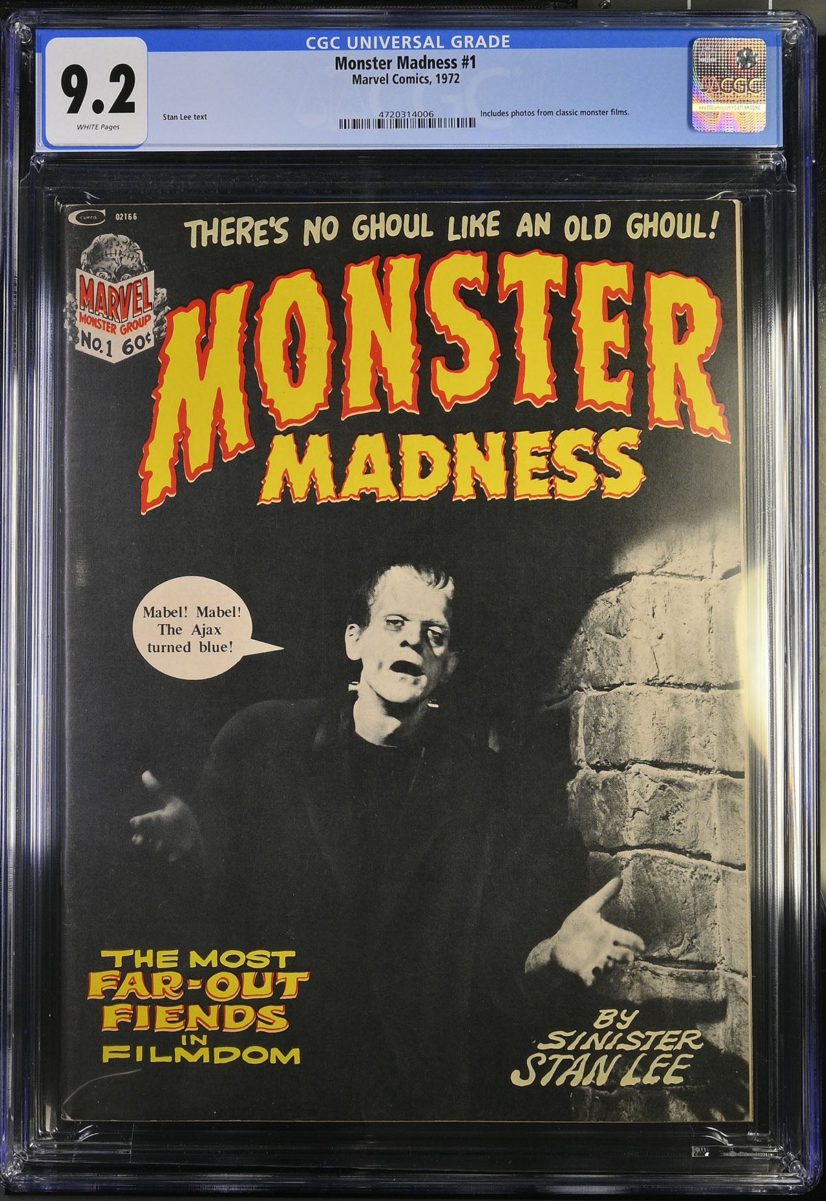 Monster Madness #1 (1972, Marvel) CGC 9.2 White Pages – Stan Lee Horror Magazine