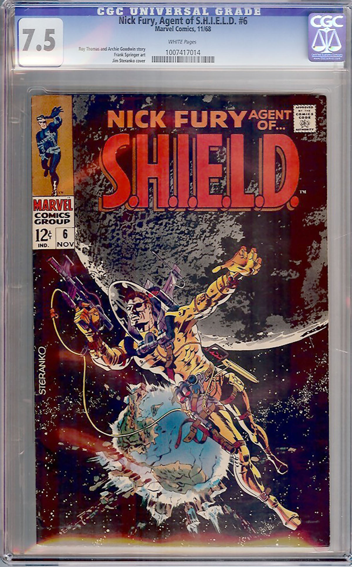 Nick Fury Agent of S.H.I.E.L.D. #6 (Marvel, 1968) CGC 7.5 Steranko