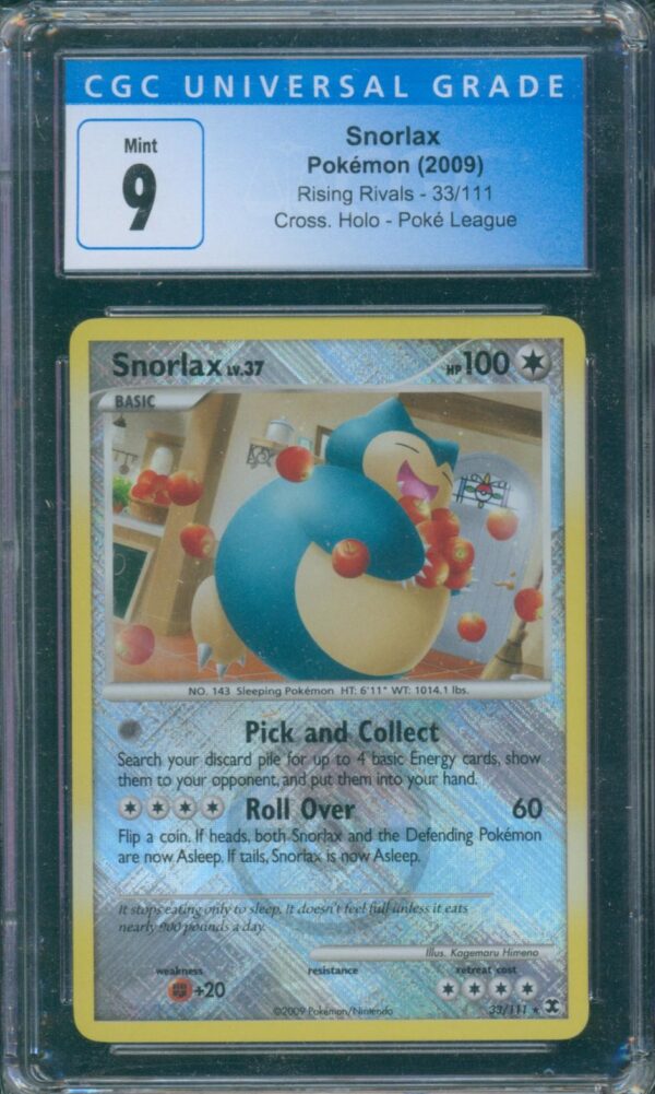 Snorlax #33/111 (Rising Rivals, 2009)  CGC 9 Mint