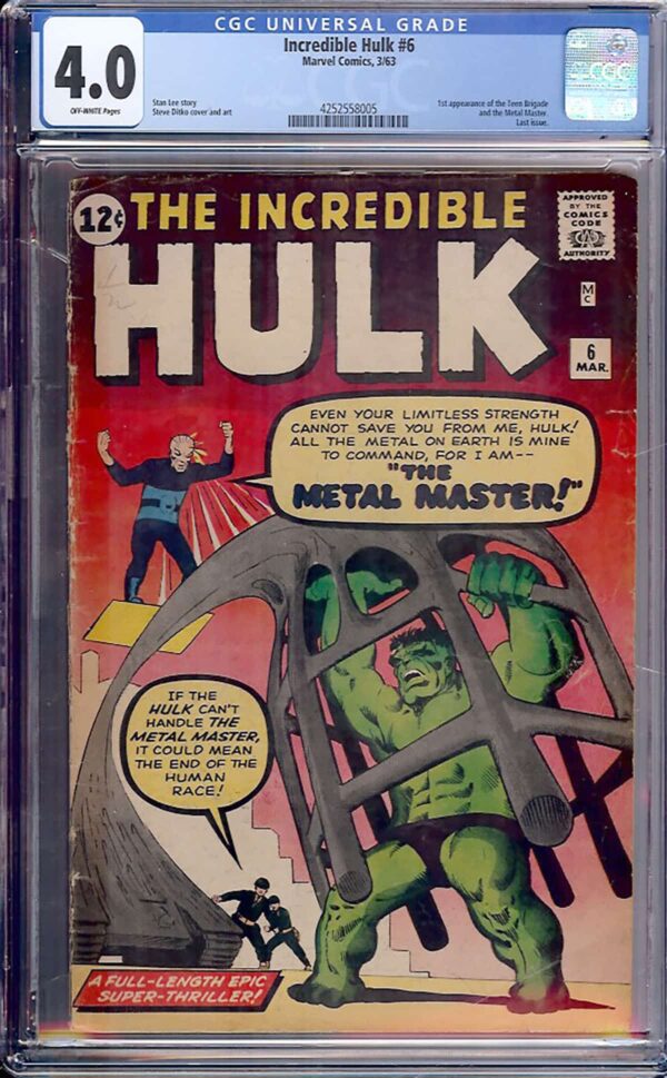 Incredible Hulk #6 (Marvel, 1963) CGC 4.0