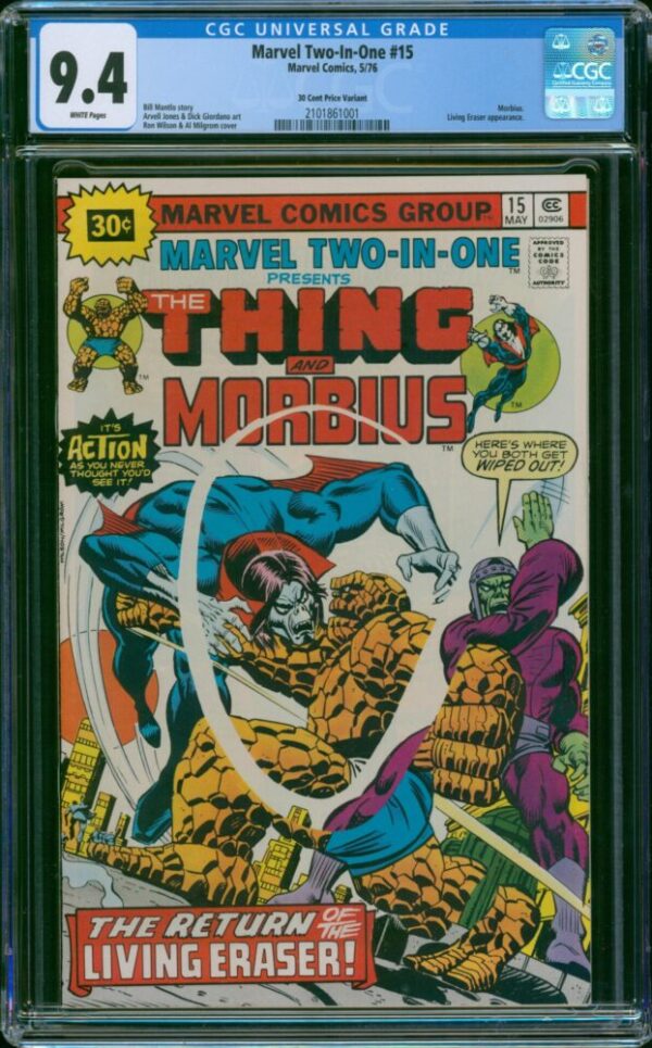 Marvel Two-In-One #15 (Marvel, 1976) CGC 9.4 - PRICE VARIANT