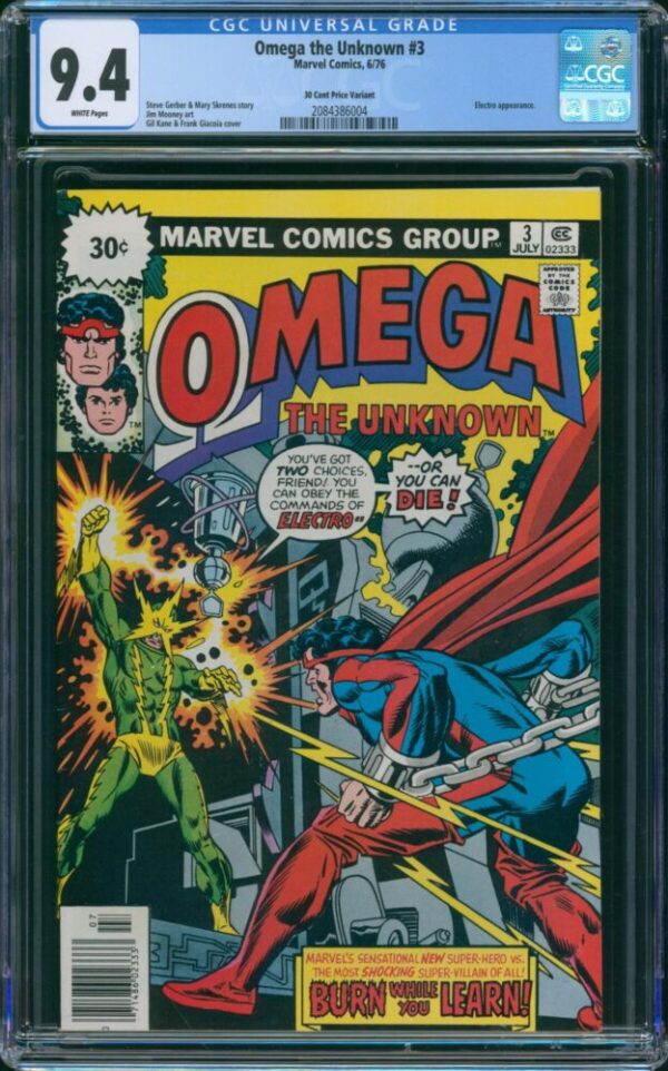 Omega the Unknown #3 (Marvel, 1976) CGC 9.4 - Price Variant