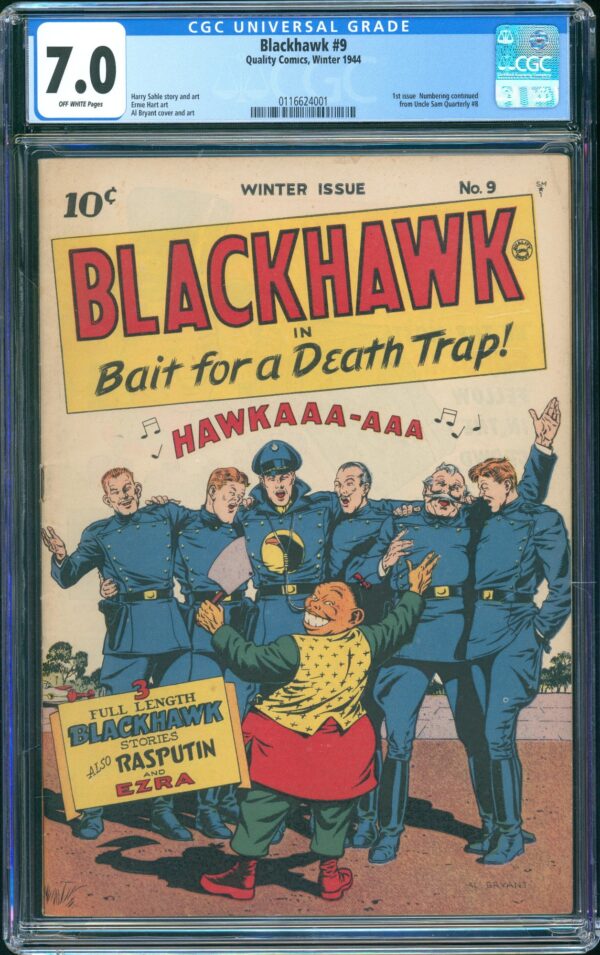 Blackhawk #9 (Quality, 1944) CGC 7.0 - KEY 1st Issue