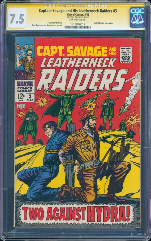 Captain Savage and His Leatherneck Raiders #3 (Marvel, 1968) CGC 7.5 - SS Stan Lee